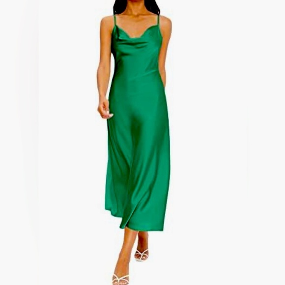 Floerns  Spaghetti Strap Cowl Neck Long Slip  Midi Dress Med - Picture 1 of 13